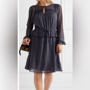 Michael Kors Navy Patterned Long Sleeve Dress